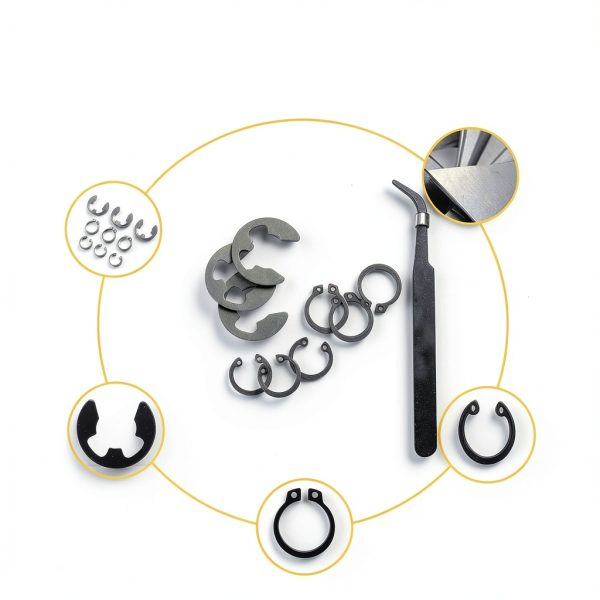 65Mn Carbon Steel Retaining Ring dmluosimu E Clips Hole Shaft Set-2