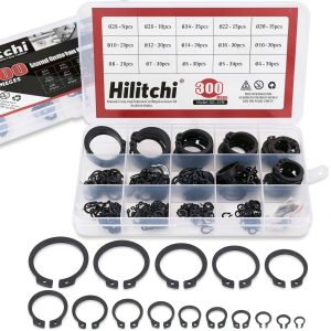 Hilitchi 300-Pcs Alloy Steel External Circlip Snap Retaining Ring Set-0