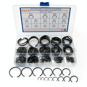 310PCS 14-Sizes Round Wire C-Clips Internal Snap Rings Assortment Kit;Round Wire Snap Rings for Hole(Black 7mm-30mm)-0