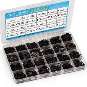 900PCS Carbon Steel Retaining Rings Set - 24 Sizes C Clips & E Clips Assortment Kit for Auto Parts Repair, Machinery Maintenance and Industrial Equipment-0