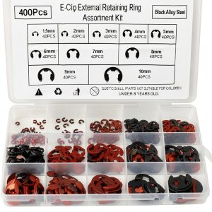 Car E Clips Kit Carleef 400PCS Alloy Steel Retaining Rings 10 Sizes-0