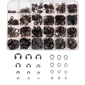 Mariyandh 324Pcs E-Clips Assortment Set(2.0mm-12mm) and External Retaining Rings, Snap Rings Assortment Kit,C Clips Assortment (M5-M16),Carbon Steel Circlip 24 Sizes-0