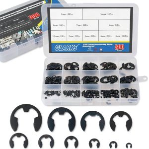 External Retaining Ring E-Clip Set 300-Piece Glarks 10 Sizes-0