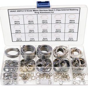 Metric 304 Stainless Steel C-Clips Retaining Ring Kit 265pcs HVAZI-0