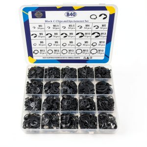 ZQZ 840Pcs C Clips and E Clips Assortment Set M5-M16 Black Carbon-0
